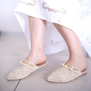 Hand Knitted Pearl Beaded Hawaiian Sandals US SIZE 5